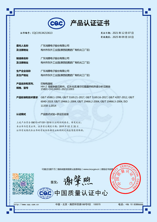 CQC Product Certification Certificate